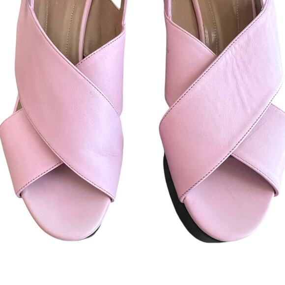 Marni Women’s Pink Leather Open Toe Platform Wedge Sandals Heels Size 40 - Picture 4 of 15